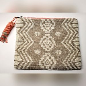 Anthropologie Jasper & Jeera Beaded Tassel Boho Clutch Purse
